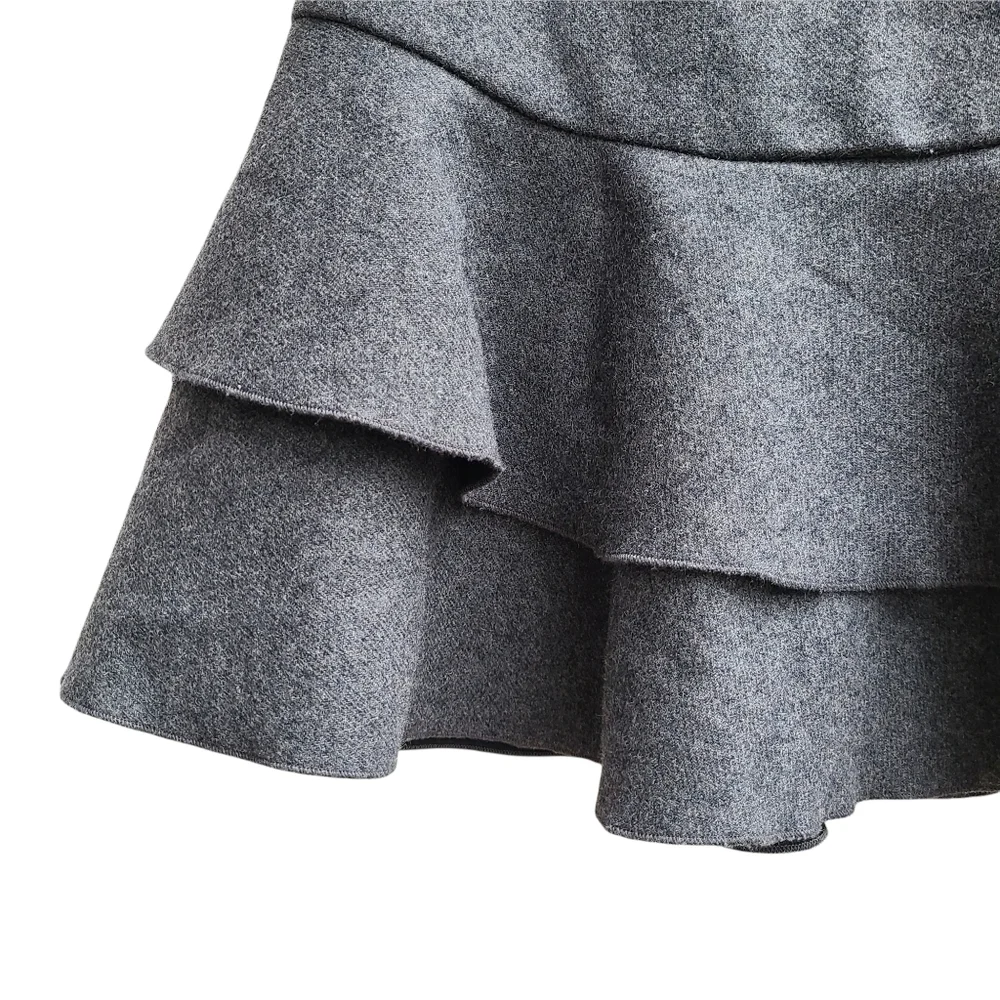 J. Crew Grey Wool Blend Tiered Ruffle Mini Skirt Size 0 / XS